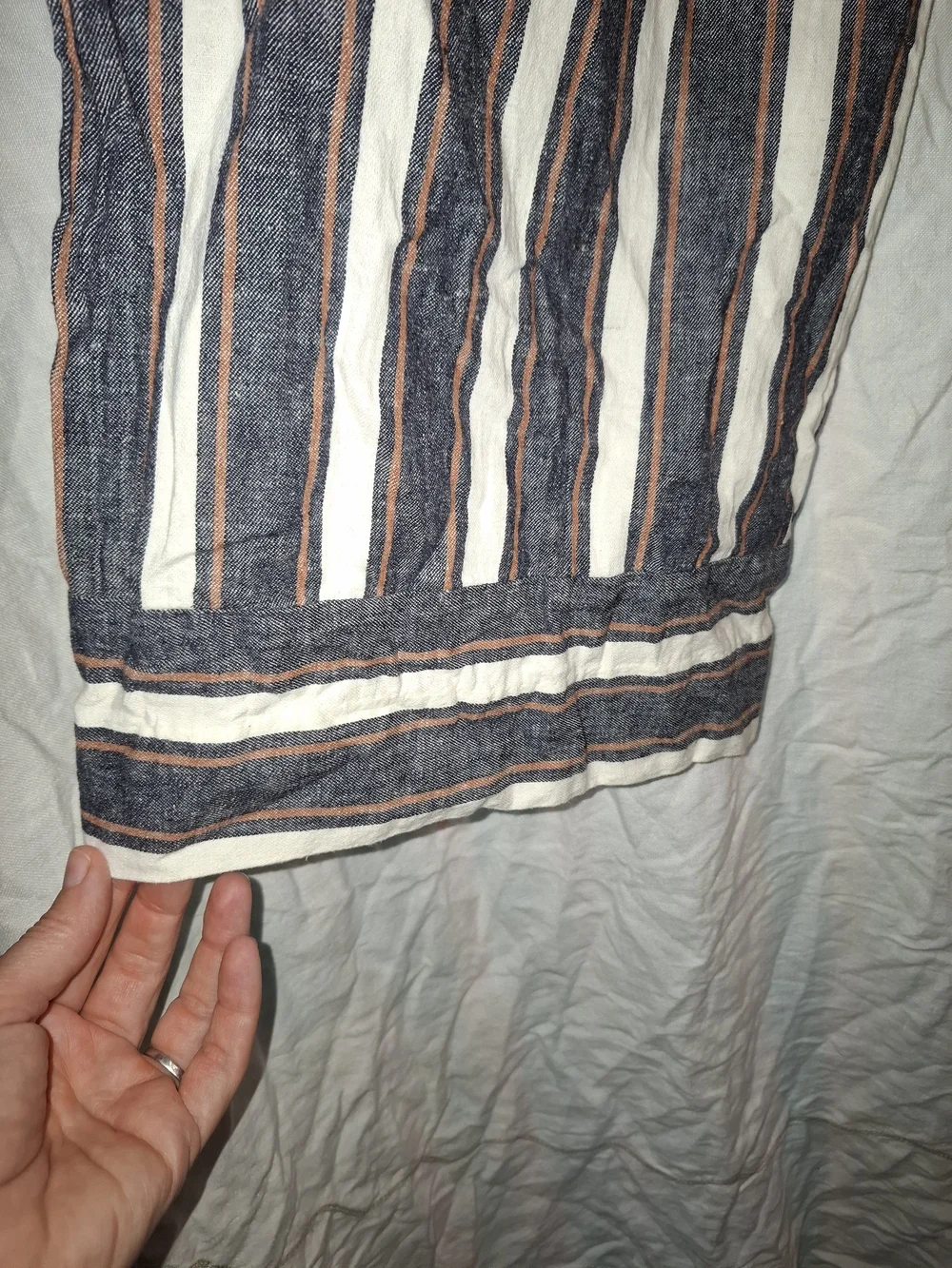 Banana Republic Blake Crop Blue Cream Striped Linen Blend Pants Size 8